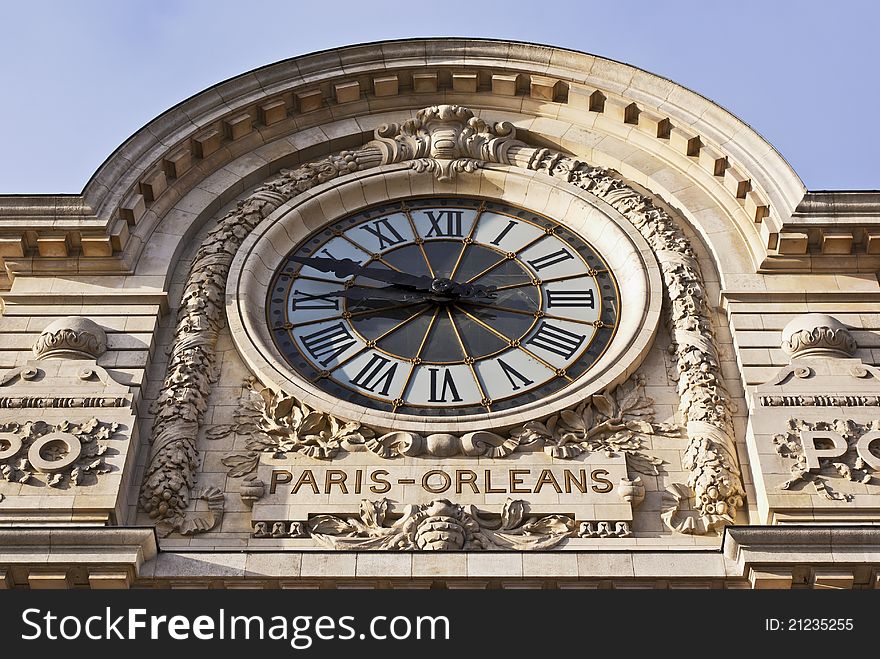 Clock on the MusÃ©e d'Orsay in Paris. Converted from RAW