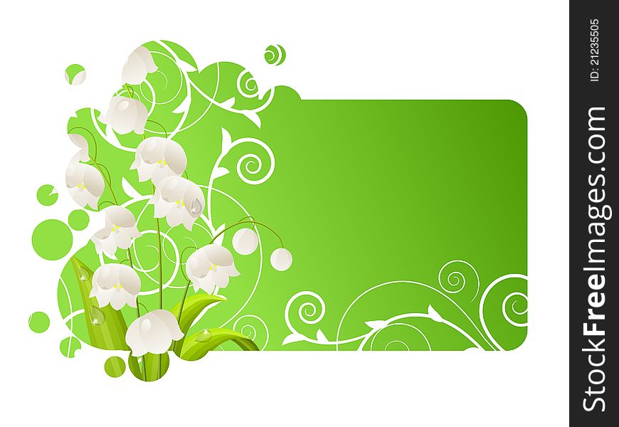 Beautiful green frame with lily of the valley