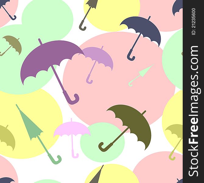 Seamless pattern with multicoloured umbrellas.Vector illustration