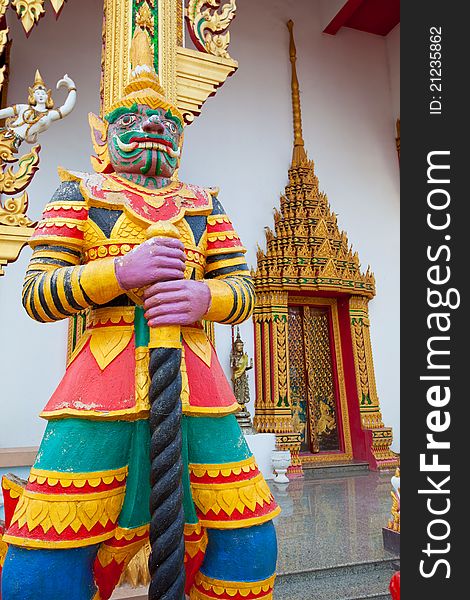 Thai giant in temple Thailand. Thai giant in temple Thailand