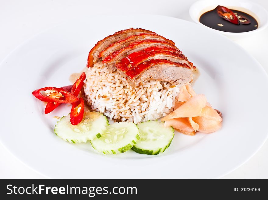 The fovorite dish called The Roasted Duck over rice is very famous all over asia. The fovorite dish called The Roasted Duck over rice is very famous all over asia.