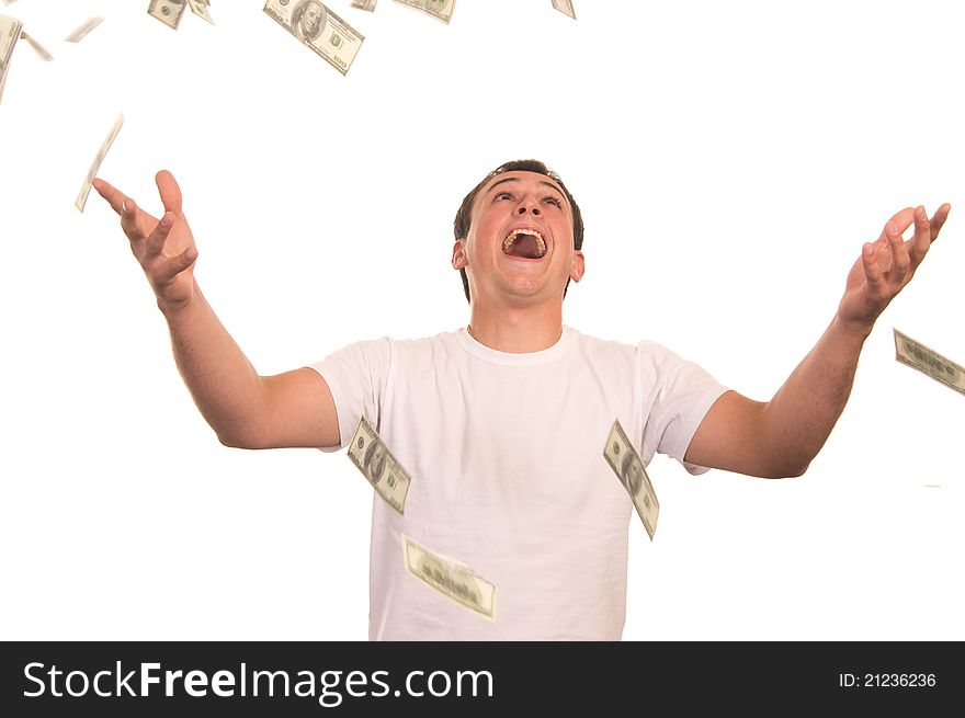 Cute guy posing on a white background. Cute guy posing on a white background