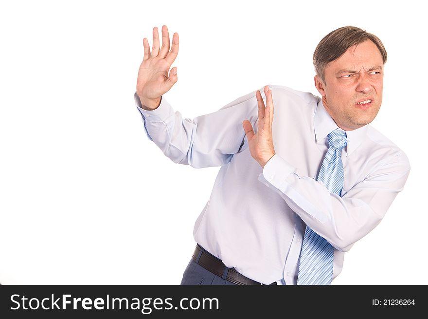 Portrait of a cute businessman on white