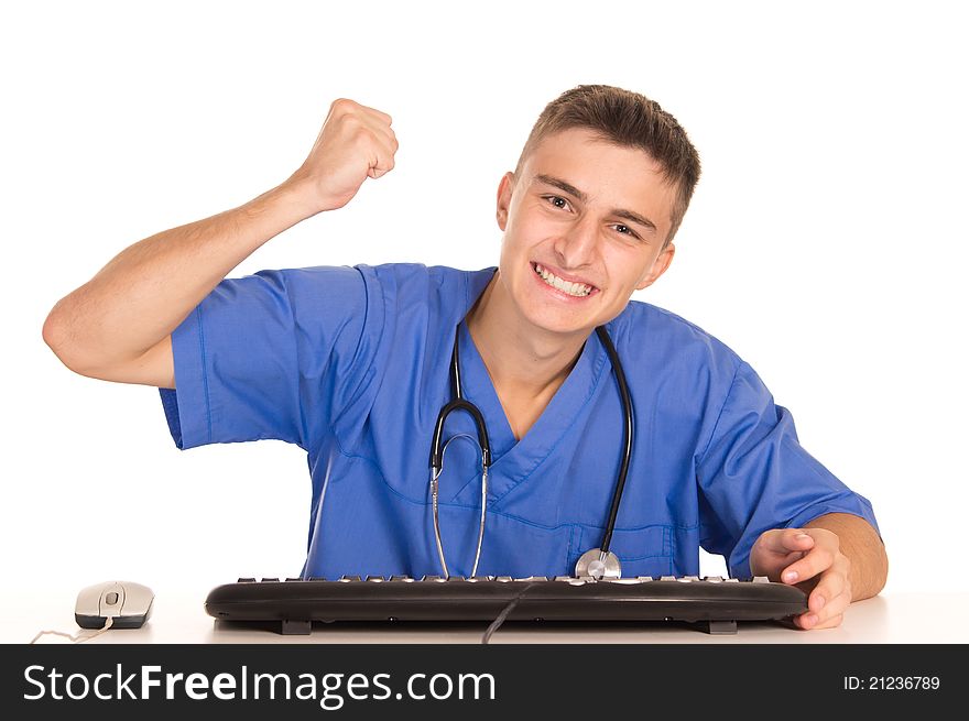 Young Doctor With Keyboard