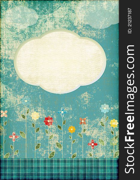 Abstract background with flowers in scrapbooking style