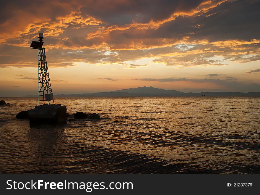 Firehouse at sunset on a tropical beach