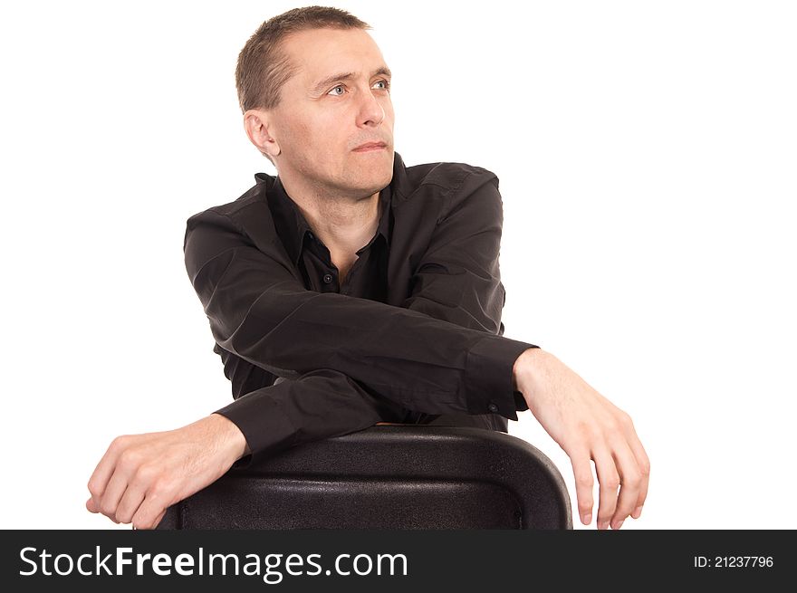 Adult man posing on a white background. Adult man posing on a white background