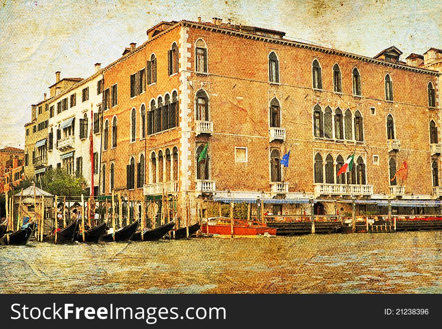 View of Venetian Grand Channel, retro style photo.