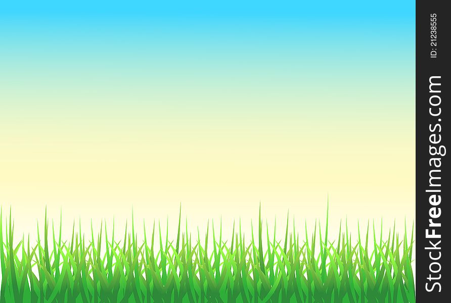 A Colourful Vector Illustration of A Sunrise Grass Background. A Colourful Vector Illustration of A Sunrise Grass Background