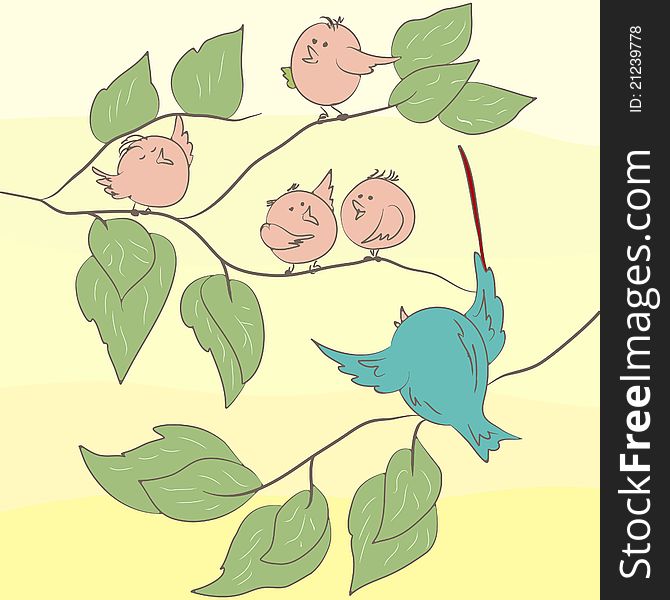 Birds on the branch. EPS 8 vector file included