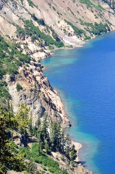 Western Shore Of Chaski Bay, Crater Lake Oregon Stock Photography Western Shore Of Chaski Bay, Crater Lake Oregon Stock Photography