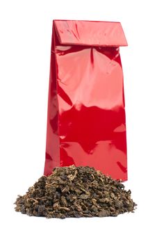 Heap Of Black Tea And Tea Package Stock Image Heap Of Black Tea And Tea Package Stock Image