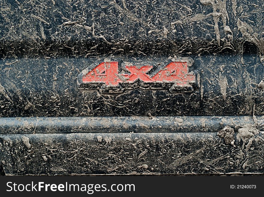 Muddy car detail; After off-road rally;. Muddy car detail; After off-road rally;