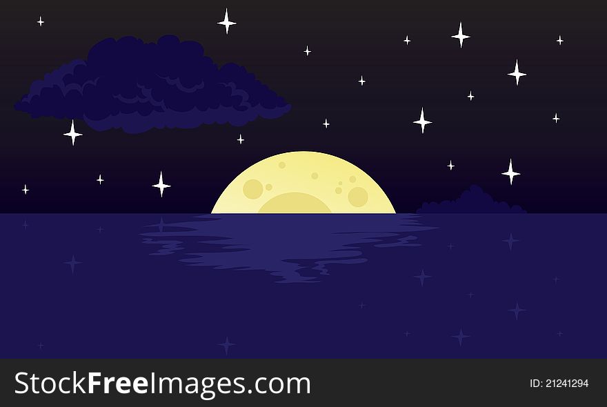 Moon And Ocean Background