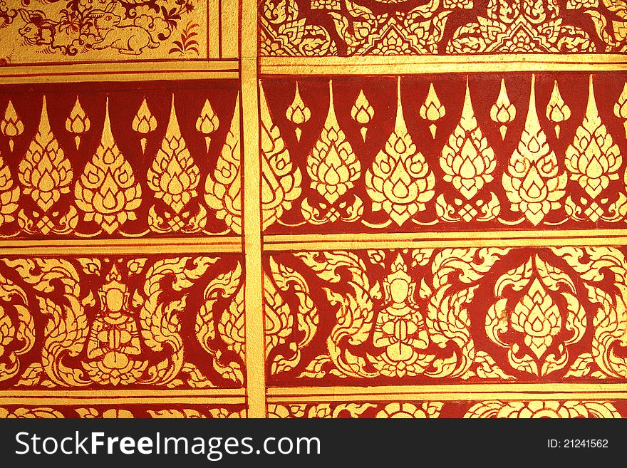Thai design with gold color in temple. Thai design with gold color in temple