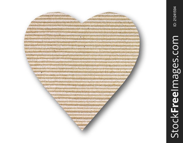 Cardboard heart on white background. Cardboard heart on white background