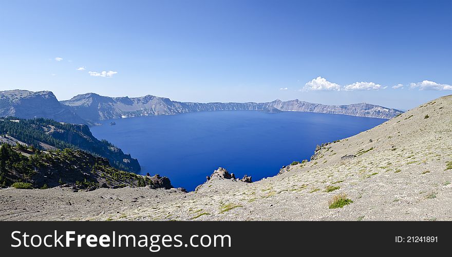 Looking down from the rim of Crater Lake, Oregon, USA. Looking down from the rim of Crater Lake, Oregon, USA.