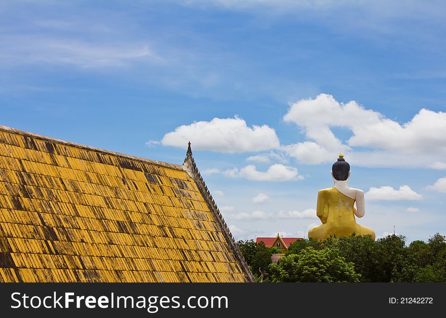 Behind of the large Buddha statue, Wat Khiri Wong, Nakhon Sawan, Thailand. Behind of the large Buddha statue, Wat Khiri Wong, Nakhon Sawan, Thailand.