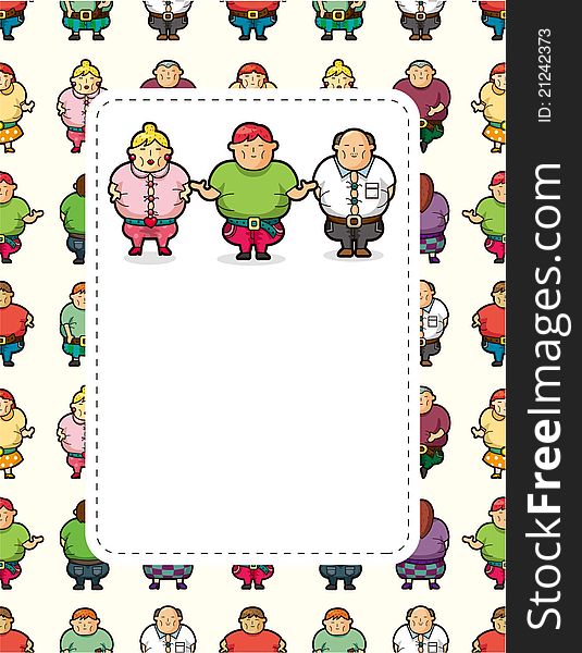 Cartoon Fat people card,,illustration