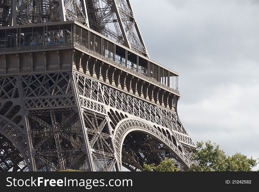 A detail of the Tour Eiffel in Paris. A detail of the Tour Eiffel in Paris