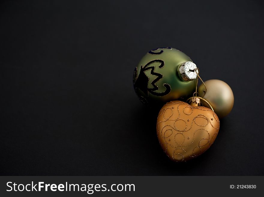 Christmas balls on black background