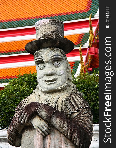 Statue Guardian Chinese, Wat Pho in Bangkok