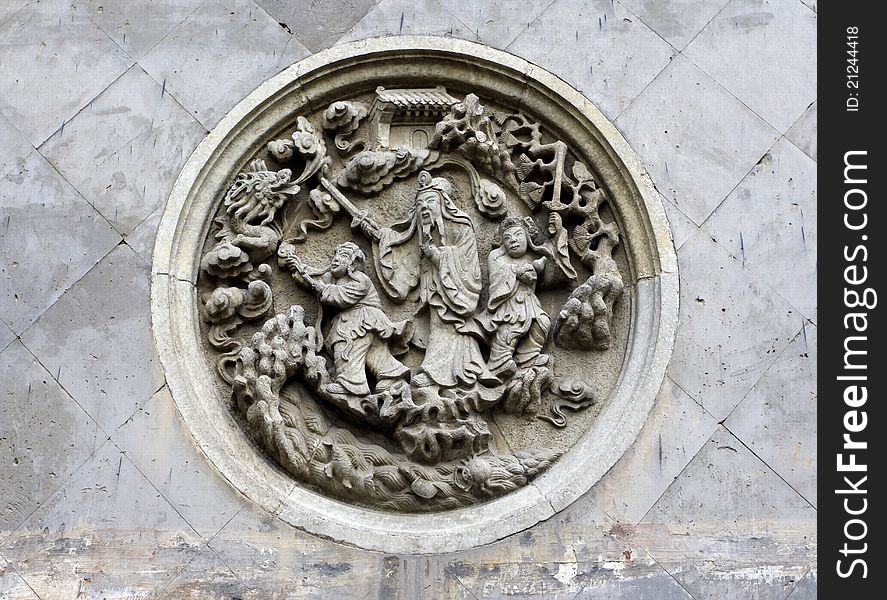 Stone carving on the wall