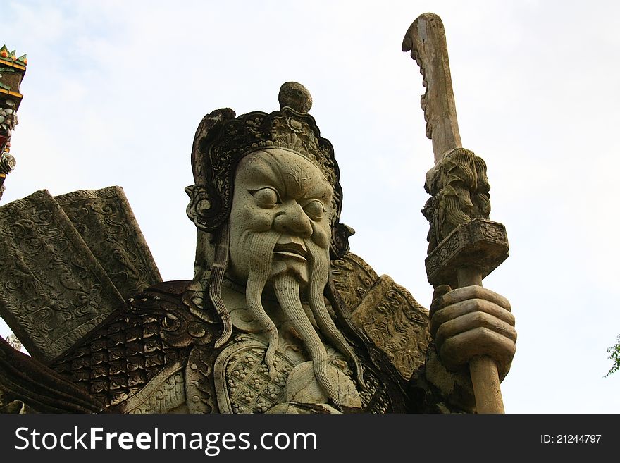 Statue Guardian Chinese from Wat Pho in Bangkok