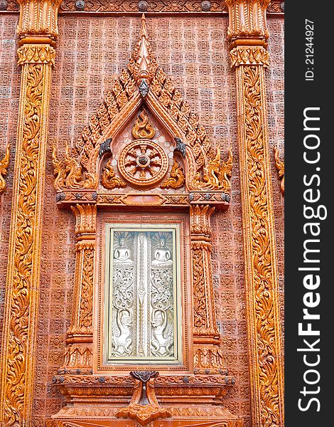 Wood Window In Temple,Thailand
