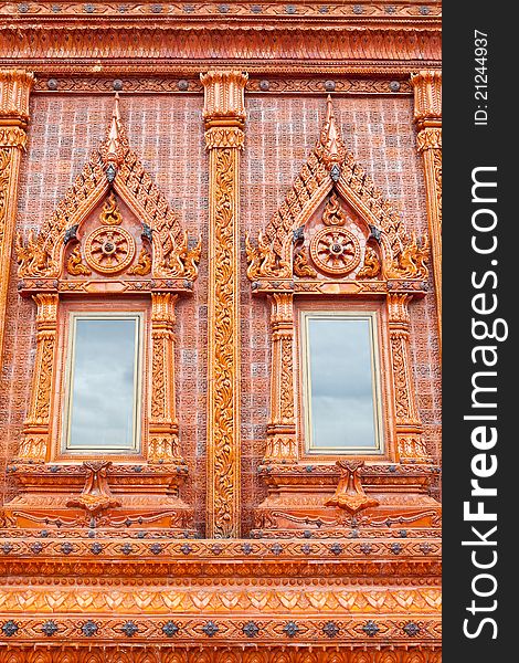 Wood Window In Temple,Thailand