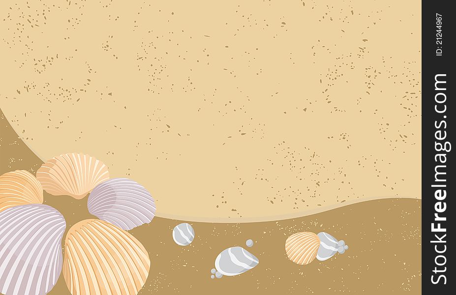 Vector background (some seashells on sand). Vector background (some seashells on sand)