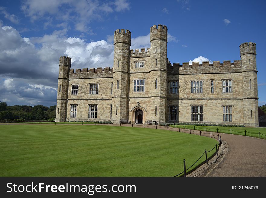 This is a full view of the front of Leeds Castle