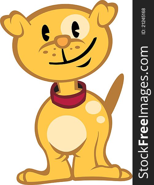 Funny yellow cartoon dog smiling to the viewer. Funny yellow cartoon dog smiling to the viewer