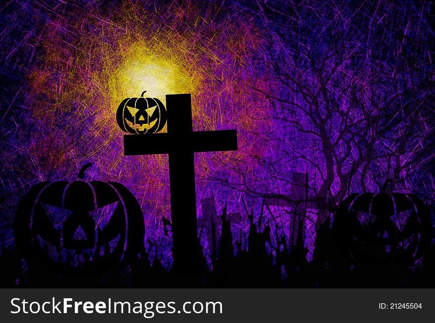 Grunge Textured Halloween Night Background