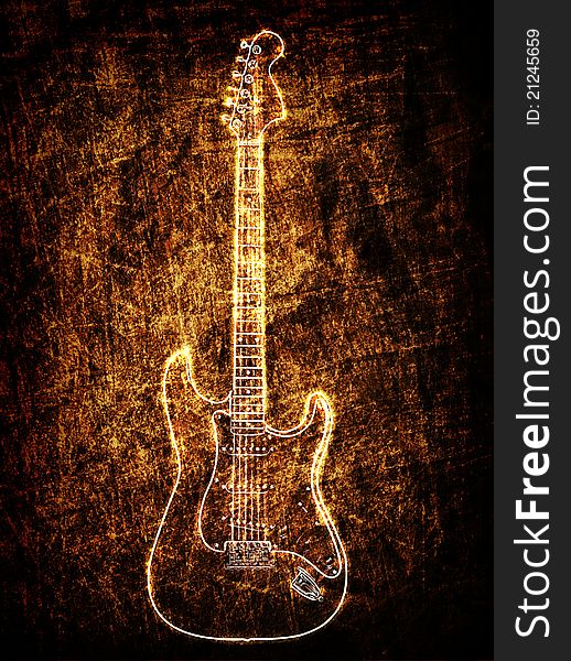 Electric guitar on the grunge background. Electric guitar on the grunge background