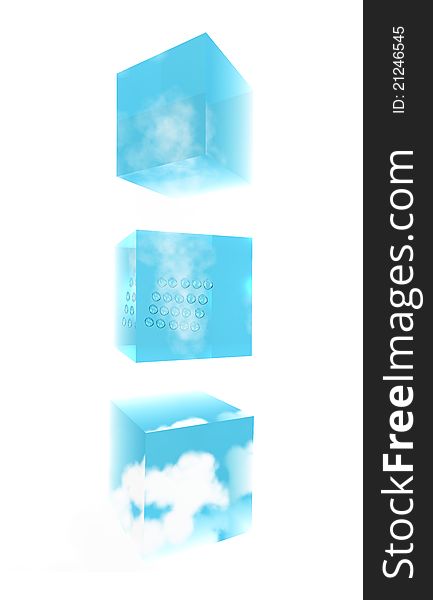 Illustration of weather into the transparent sky cubes. Illustration of weather into the transparent sky cubes
