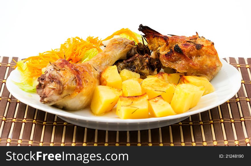 Roast chicken with potatoes