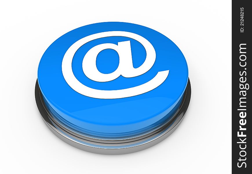 3d button email blue