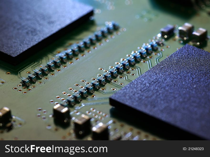 The macro view of a printed circuits board. The macro view of a printed circuits board.