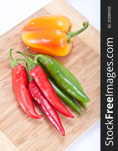 Sweet and hot pepper. Useful vegetables