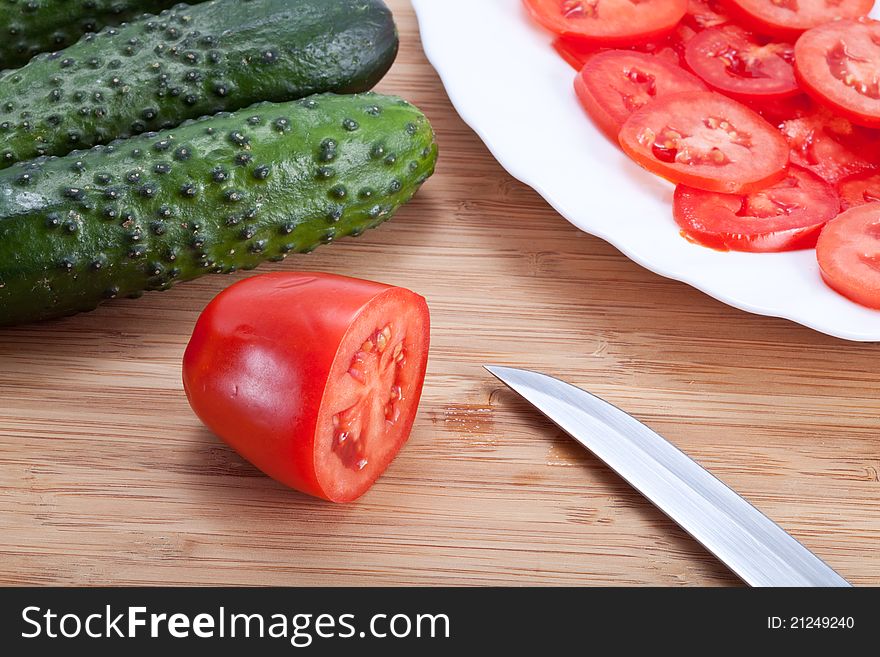 Tasty fresh vegetables for salad preparation. Tasty fresh vegetables for salad preparation