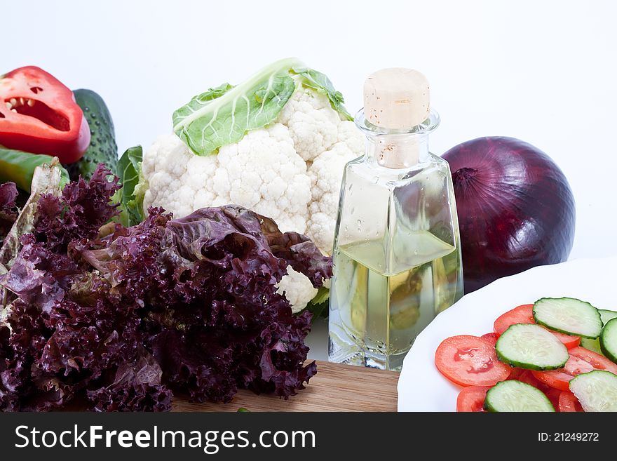 Tasty fresh vegetables for salad preparation. Tasty fresh vegetables for salad preparation