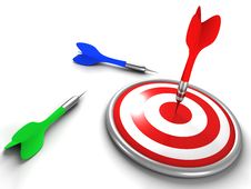 Red Dart Successly Hitting Target Royalty Free Stock Photography Red Dart Successly Hitting Target Royalty Free Stock Photography