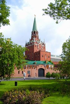 Troitskaya Tower Of Moscow Kremlin Stock Photo