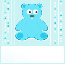 Teddy Bear For Baby Boy Arrival Announcemen Royalty Free Stock Photo