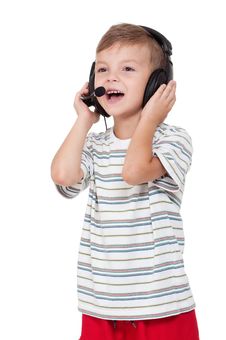Boy With Headphones Stock Photo