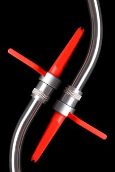 Isolated Tonearms With Red Spherical Needles Royalty Free Stock Photo