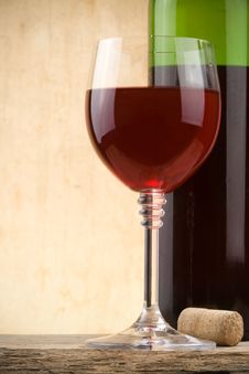 Glass Of Red Wine And Bottle Stock Photography Glass Of Red Wine And Bottle Stock Photography
