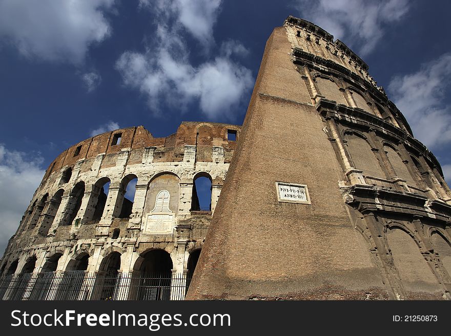 Day view of the famous Coloseum in Rome. Day view of the famous Coloseum in Rome.