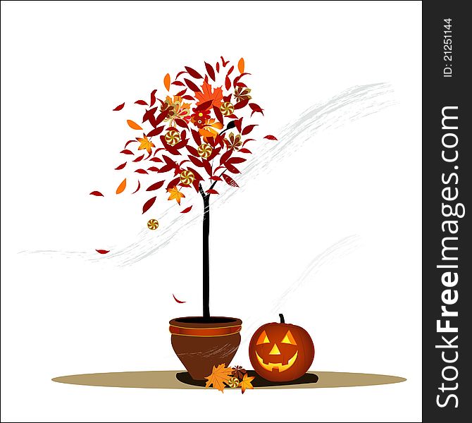 Halloween decoration with leaves vector illustration. Halloween decoration with leaves vector illustration